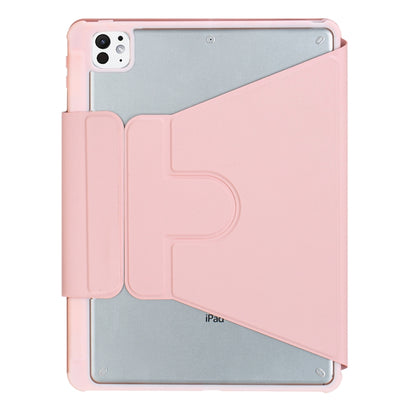 For iPad Pro 11 2024 L13-AS 360 Rotation Acrylic Transparent Bluetooth Keyboard Leather Case With Touch Control / Backlight(Pink) - For iPad Pro by buy2fix | Online Shopping UK | buy2fix