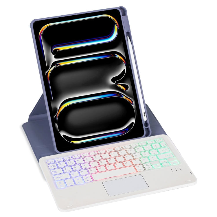 For iPad Pro 11 2024 L13-AS 360 Rotation Acrylic Transparent Bluetooth Keyboard Leather Case With Touch Control / Backlight(Purple) - For iPad Pro by buy2fix | Online Shopping UK | buy2fix