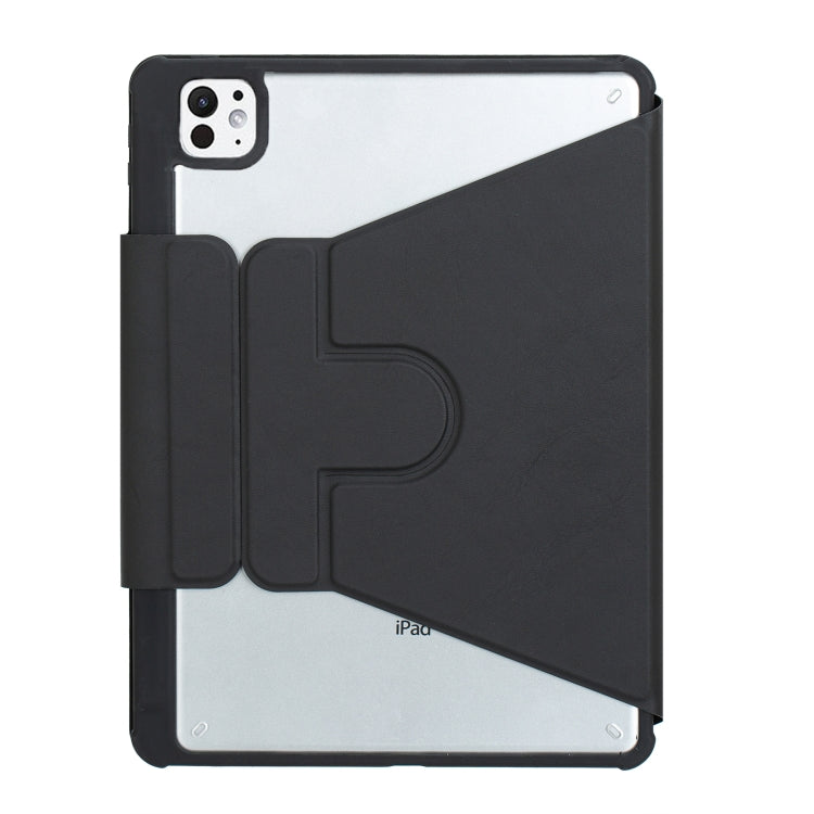 For iPad Pro 11 2024 L13-B 360 Rotation Acrylic Transparent Bluetooth Keyboard Leather Case(Black) - For iPad Pro by buy2fix | Online Shopping UK | buy2fix