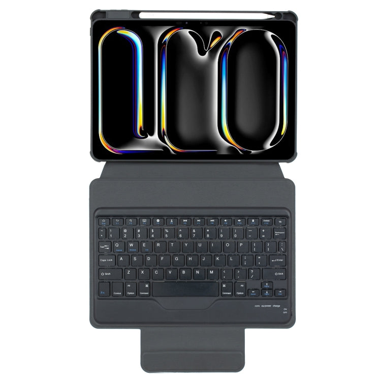 For iPad Pro 11 2024 L13-B 360 Rotation Acrylic Transparent Bluetooth Keyboard Leather Case(Black) - For iPad Pro by buy2fix | Online Shopping UK | buy2fix