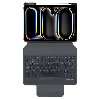 For iPad Pro 11 2024 L13-B 360 Rotation Acrylic Transparent Bluetooth Keyboard Leather Case(Black) - For iPad Pro by buy2fix | Online Shopping UK | buy2fix