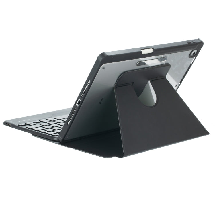 For iPad Pro 11 2024 L13-B 360 Rotation Acrylic Transparent Bluetooth Keyboard Leather Case(Black) - For iPad Pro by buy2fix | Online Shopping UK | buy2fix