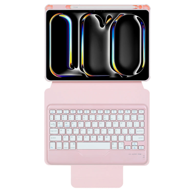 For iPad Pro 11 2024 L13-B 360 Rotation Acrylic Transparent Bluetooth Keyboard Leather Case(Pink) - For iPad Pro by buy2fix | Online Shopping UK | buy2fix