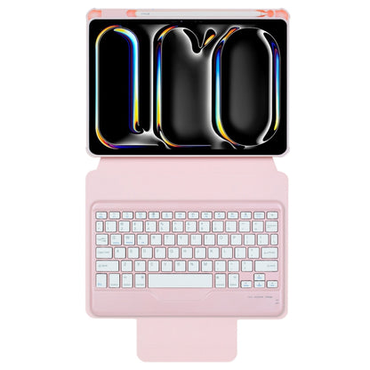 For iPad Pro 11 2024 L13-B 360 Rotation Acrylic Transparent Bluetooth Keyboard Leather Case(Pink) - For iPad Pro by buy2fix | Online Shopping UK | buy2fix