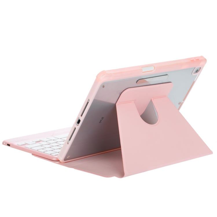 For iPad Pro 11 2024 L13-B 360 Rotation Acrylic Transparent Bluetooth Keyboard Leather Case(Pink) - For iPad Pro by buy2fix | Online Shopping UK | buy2fix