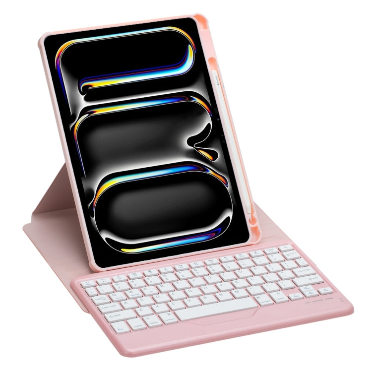 For iPad Pro 11 2024 L13-B 360 Rotation Acrylic Transparent Bluetooth Keyboard Leather Case(Pink) - For iPad Pro by buy2fix | Online Shopping UK | buy2fix