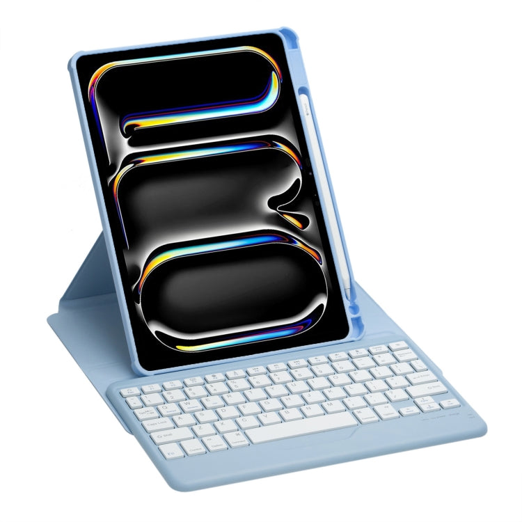 For iPad Pro 11 2024 L13-B 360 Rotation Acrylic Transparent Bluetooth Keyboard Leather Case(Blue) - For iPad Pro by buy2fix | Online Shopping UK | buy2fix