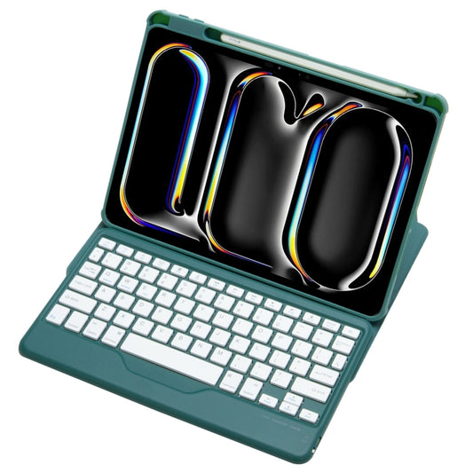 For iPad Pro 11 2024 L13-B 360 Rotation Acrylic Transparent Bluetooth Keyboard Leather Case(Green) - For iPad Pro by buy2fix | Online Shopping UK | buy2fix