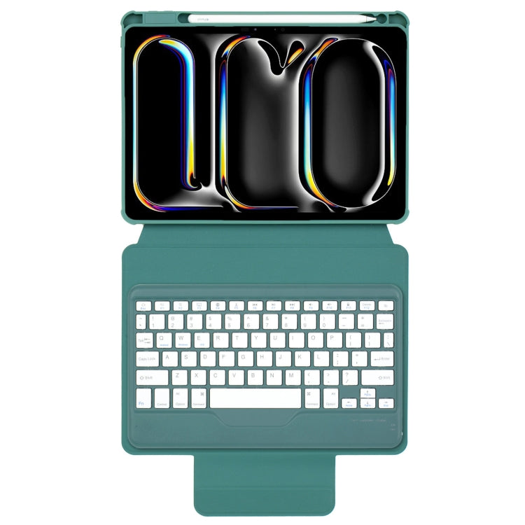 For iPad Pro 11 2024 L13-B 360 Rotation Acrylic Transparent Bluetooth Keyboard Leather Case(Green) - For iPad Pro by buy2fix | Online Shopping UK | buy2fix