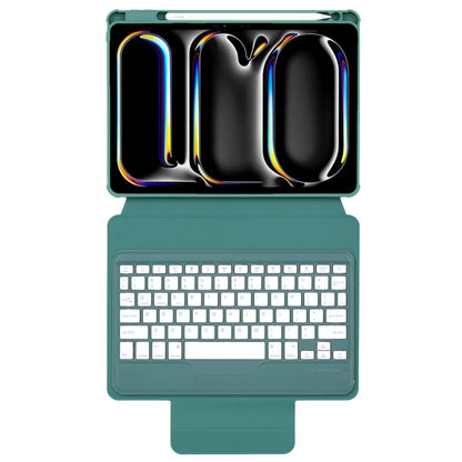 For iPad Pro 11 2024 L13-B 360 Rotation Acrylic Transparent Bluetooth Keyboard Leather Case(Green) - For iPad Pro by buy2fix | Online Shopping UK | buy2fix