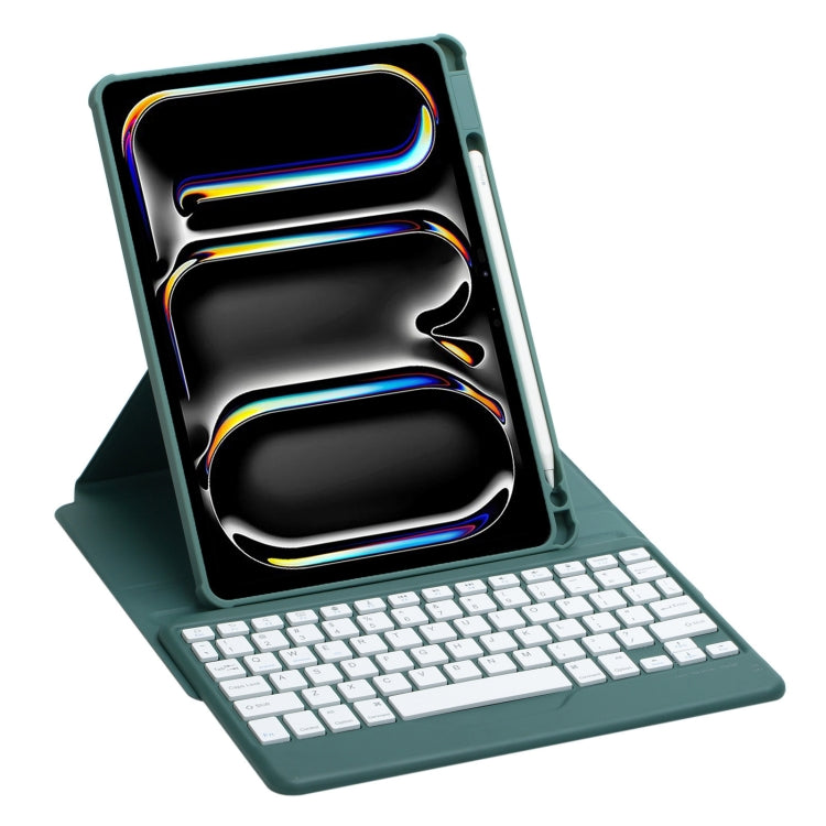 For iPad Pro 11 2024 L13-B 360 Rotation Acrylic Transparent Bluetooth Keyboard Leather Case(Green) - For iPad Pro by buy2fix | Online Shopping UK | buy2fix