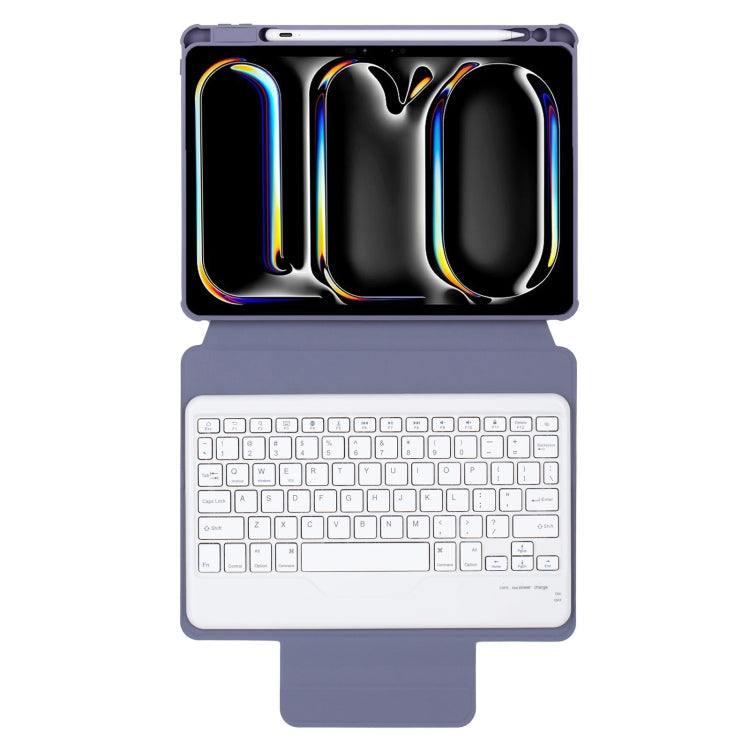 For iPad Pro 11 2024 L13-B 360 Rotation Acrylic Transparent Bluetooth Keyboard Leather Case(Purple) - For iPad Pro by buy2fix | Online Shopping UK | buy2fix