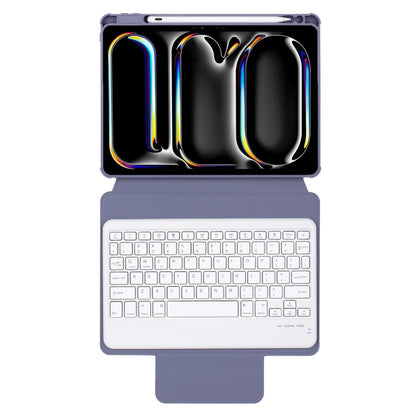 For iPad Pro 11 2024 L13-B 360 Rotation Acrylic Transparent Bluetooth Keyboard Leather Case(Purple) - For iPad Pro by buy2fix | Online Shopping UK | buy2fix