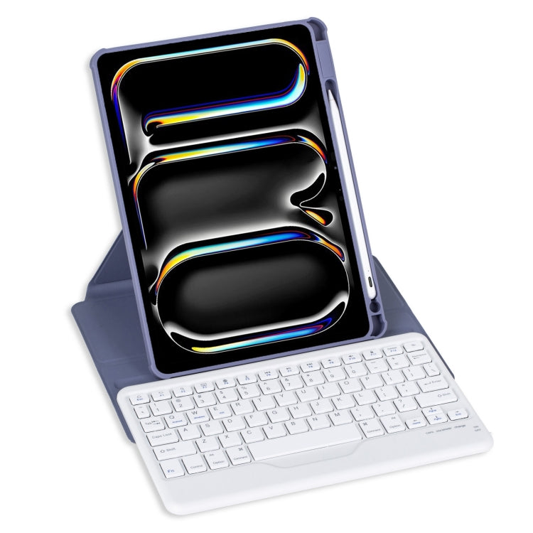 For iPad Pro 11 2024 L13-B 360 Rotation Acrylic Transparent Bluetooth Keyboard Leather Case(Purple) - For iPad Pro by buy2fix | Online Shopping UK | buy2fix