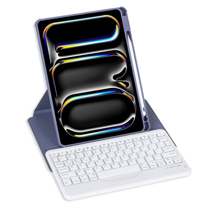 For iPad Pro 11 2024 L13-B 360 Rotation Acrylic Transparent Bluetooth Keyboard Leather Case(Purple) - For iPad Pro by buy2fix | Online Shopping UK | buy2fix