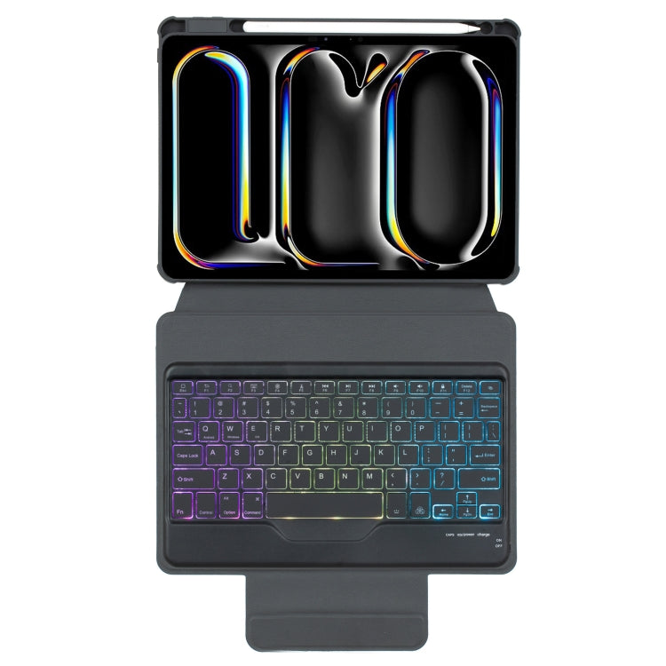 For iPad Pro 11 2024 L13-BS 360 Rotation Acrylic Transparent Bluetooth Keyboard Leather Case with Backlight(Black) - For iPad Pro by buy2fix | Online Shopping UK | buy2fix