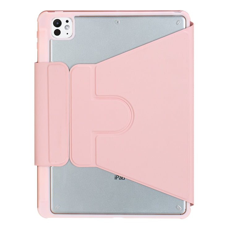 For iPad Pro 11 2024 L13-BS 360 Rotation Acrylic Transparent Bluetooth Keyboard Leather Case with Backlight(Pink) - For iPad Pro by buy2fix | Online Shopping UK | buy2fix