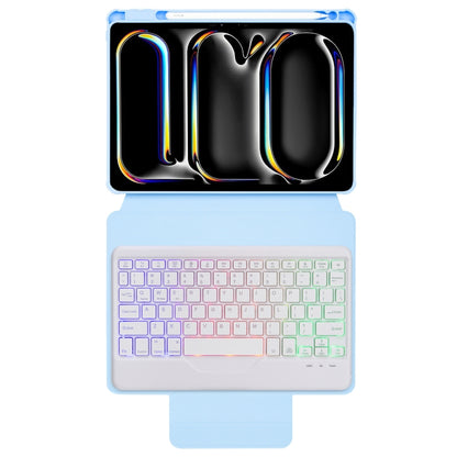 For iPad Pro 11 2024 L13-BS 360 Rotation Acrylic Transparent Bluetooth Keyboard Leather Case with Backlight(Blue) - For iPad Pro by buy2fix | Online Shopping UK | buy2fix