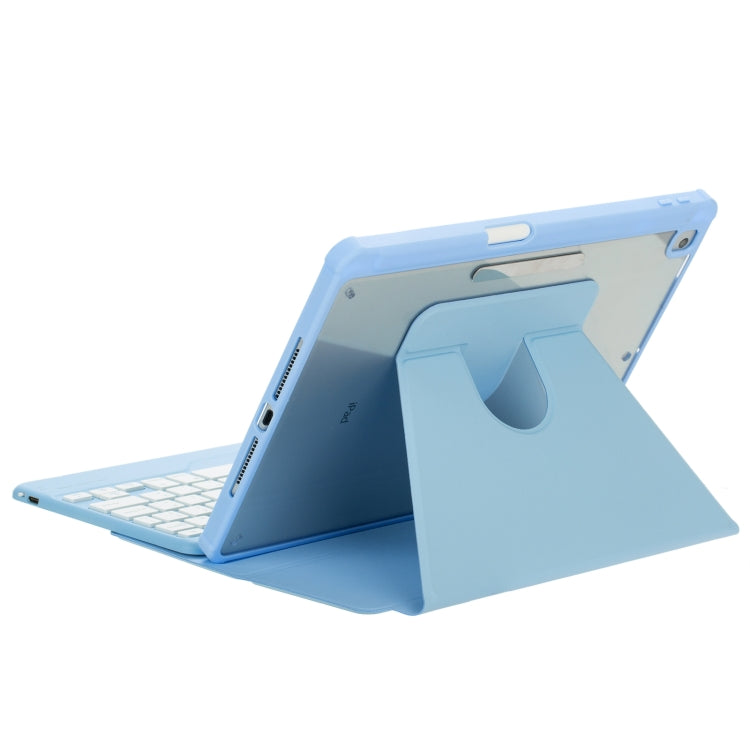 For iPad Pro 11 2024 L13-BS 360 Rotation Acrylic Transparent Bluetooth Keyboard Leather Case with Backlight(Blue) - For iPad Pro by buy2fix | Online Shopping UK | buy2fix