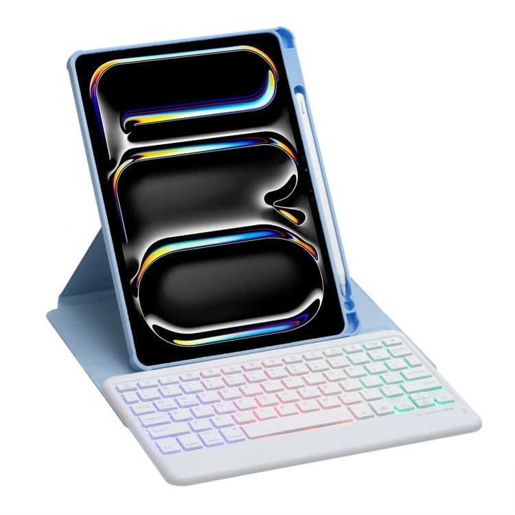 For iPad Pro 11 2024 L13-BS 360 Rotation Acrylic Transparent Bluetooth Keyboard Leather Case with Backlight(Blue) - For iPad Pro by buy2fix | Online Shopping UK | buy2fix