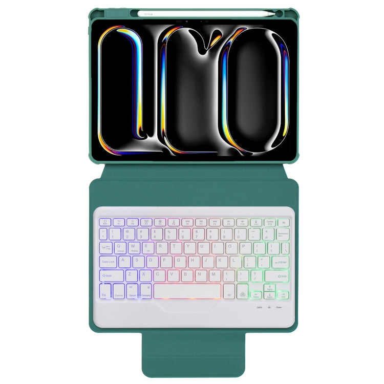 For iPad Pro 11 2024 L13-BS 360 Rotation Acrylic Transparent Bluetooth Keyboard Leather Case with Backlight(Green) - For iPad Pro by buy2fix | Online Shopping UK | buy2fix