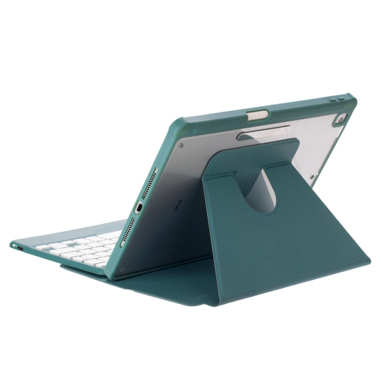 For iPad Pro 11 2024 L13-BS 360 Rotation Acrylic Transparent Bluetooth Keyboard Leather Case with Backlight(Green) - For iPad Pro by buy2fix | Online Shopping UK | buy2fix