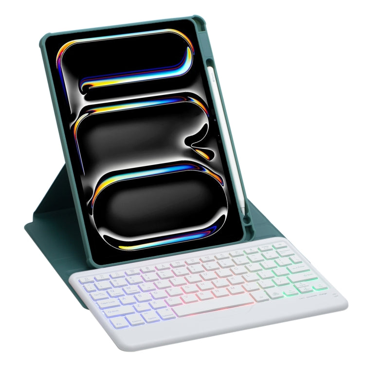 For iPad Pro 11 2024 L13-BS 360 Rotation Acrylic Transparent Bluetooth Keyboard Leather Case with Backlight(Green) - For iPad Pro by buy2fix | Online Shopping UK | buy2fix
