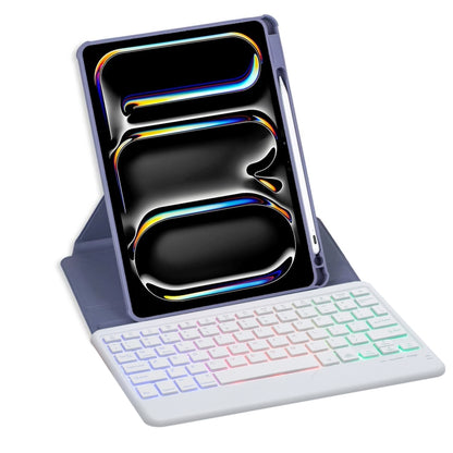 For iPad Pro 11 2024 L13-BS 360 Rotation Acrylic Transparent Bluetooth Keyboard Leather Case with Backlight(Purple) - For iPad Pro by buy2fix | Online Shopping UK | buy2fix