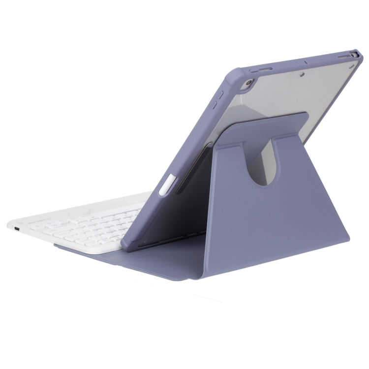 For iPad Pro 11 2024 L13-BS 360 Rotation Acrylic Transparent Bluetooth Keyboard Leather Case with Backlight(Purple) - For iPad Pro by buy2fix | Online Shopping UK | buy2fix