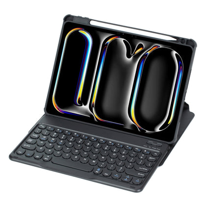 For iPad Pro 11 2024 YL13 360 Rotation Acrylic Transparent Round Keycap Bluetooth Keyboard Leather Case(Black) - For iPad Pro by buy2fix | Online Shopping UK | buy2fix
