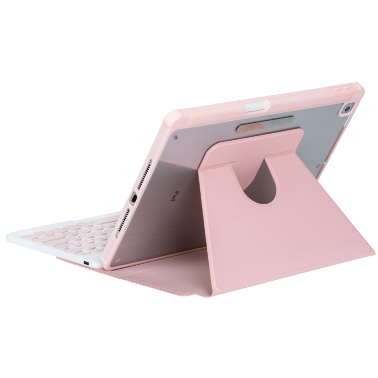 For iPad Pro 11 2024 YL13 360 Rotation Acrylic Transparent Round Keycap Bluetooth Keyboard Leather Case(Pink) - For iPad Pro by buy2fix | Online Shopping UK | buy2fix