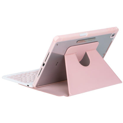 For iPad Pro 11 2024 YL13 360 Rotation Acrylic Transparent Round Keycap Bluetooth Keyboard Leather Case(Pink) - For iPad Pro by buy2fix | Online Shopping UK | buy2fix