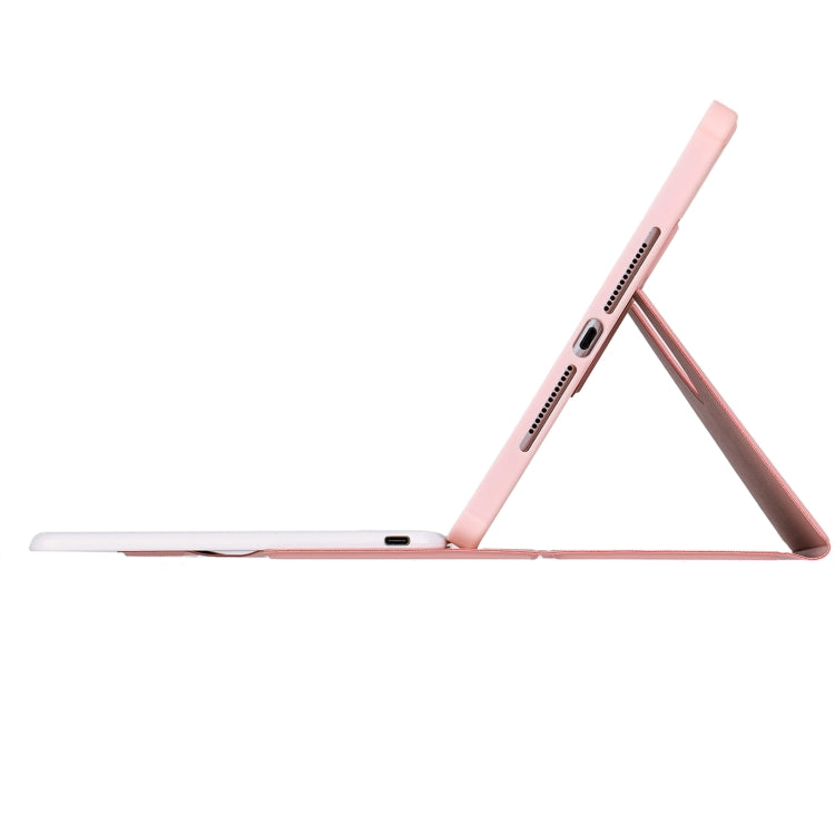 For iPad Pro 11 2024 YL13 360 Rotation Acrylic Transparent Round Keycap Bluetooth Keyboard Leather Case(Pink) - For iPad Pro by buy2fix | Online Shopping UK | buy2fix