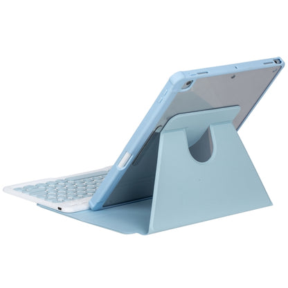 For iPad Pro 11 2024 YL13 360 Rotation Acrylic Transparent Round Keycap Bluetooth Keyboard Leather Case(Blue) - For iPad Pro by buy2fix | Online Shopping UK | buy2fix