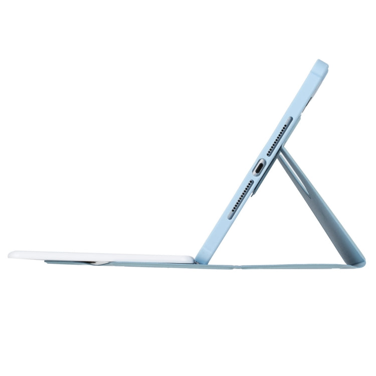 For iPad Pro 11 2024 YL13 360 Rotation Acrylic Transparent Round Keycap Bluetooth Keyboard Leather Case(Blue) - For iPad Pro by buy2fix | Online Shopping UK | buy2fix