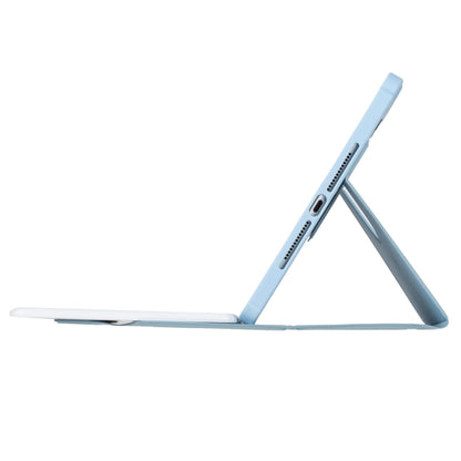 For iPad Pro 11 2024 YL13 360 Rotation Acrylic Transparent Round Keycap Bluetooth Keyboard Leather Case(Blue) - For iPad Pro by buy2fix | Online Shopping UK | buy2fix