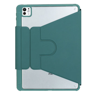 For iPad Pro 11 2024 YL13 360 Rotation Acrylic Transparent Round Keycap Bluetooth Keyboard Leather Case(Green) - For iPad Pro by buy2fix | Online Shopping UK | buy2fix