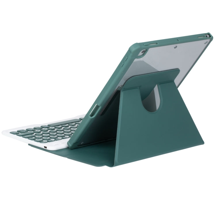 For iPad Pro 11 2024 YL13 360 Rotation Acrylic Transparent Round Keycap Bluetooth Keyboard Leather Case(Green) - For iPad Pro by buy2fix | Online Shopping UK | buy2fix