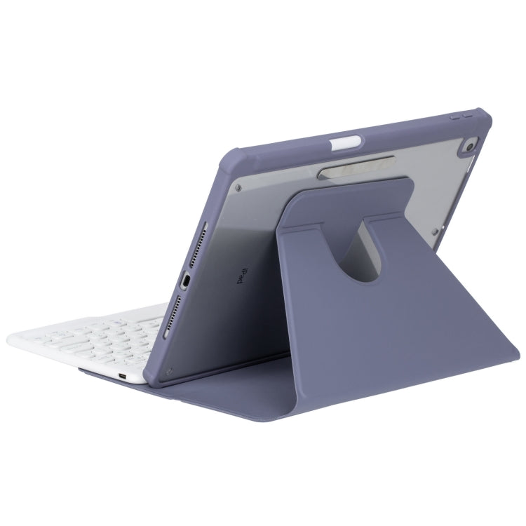 For iPad Pro 11 2024 YL13 360 Rotation Acrylic Transparent Round Keycap Bluetooth Keyboard Leather Case(Purple) - For iPad Pro by buy2fix | Online Shopping UK | buy2fix