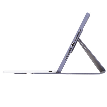 For iPad Pro 11 2024 YL13 360 Rotation Acrylic Transparent Round Keycap Bluetooth Keyboard Leather Case(Purple) - For iPad Pro by buy2fix | Online Shopping UK | buy2fix