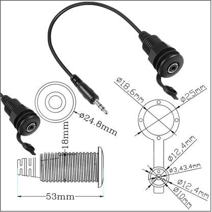 3.5mmTRS Stereo Thread Fixed Embedded Ground Plug Panel Audio Cable, Length: 0.3m(Male to Female) - Video & Audio Cable by buy2fix | Online Shopping UK | buy2fix