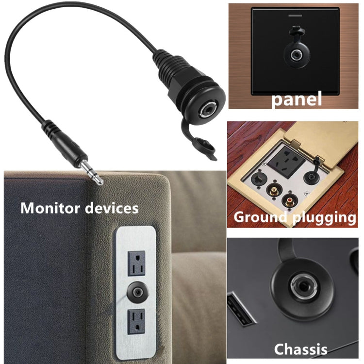 3.5mmTRS Stereo Thread Fixed Embedded Ground Plug Panel Audio Cable, Length: 0.3m(Male to Female) - Video & Audio Cable by buy2fix | Online Shopping UK | buy2fix