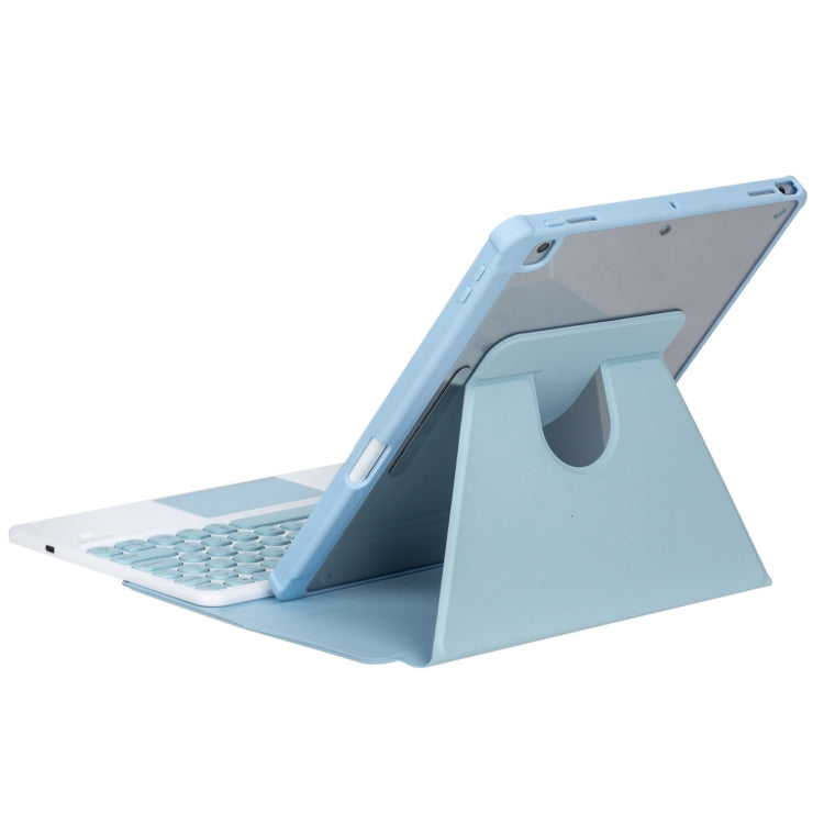 For iPad Pro 11 2024 YL13-A 360 Rotation Acrylic Transparent Round Keycap Bluetooth Keyboard Leather Case With Touch Control(Blue) - For iPad Pro by buy2fix | Online Shopping UK | buy2fix