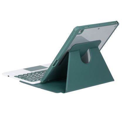For iPad Pro 11 2024 YL13-A 360 Rotation Acrylic Transparent Round Keycap Bluetooth Keyboard Leather Case With Touch Control(Green) - For iPad Pro by buy2fix | Online Shopping UK | buy2fix