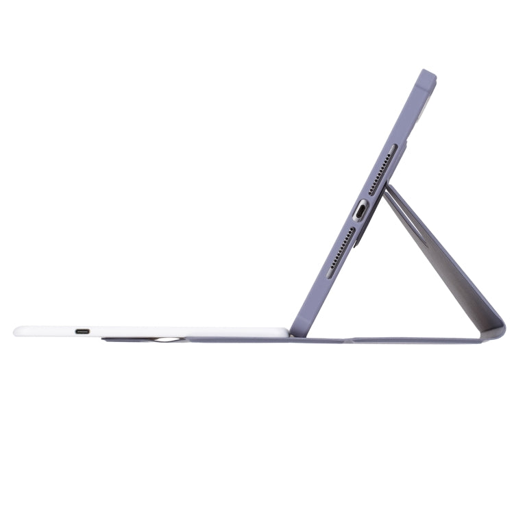 For iPad Pro 11 2024 YL13-A 360 Rotation Acrylic Transparent Round Keycap Bluetooth Keyboard Leather Case With Touch Control(Purple) - For iPad Pro by buy2fix | Online Shopping UK | buy2fix