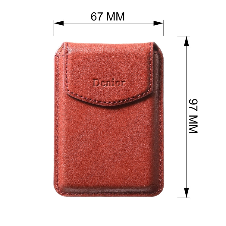 Denior V14 MagSafe Magnetic Phone Genuine Leather Card Sleeve(Brown) - Adhesive Card Holders by Denior | Online Shopping UK | buy2fix