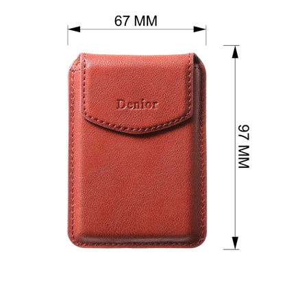 Denior V14 MagSafe Magnetic Phone Genuine Leather Card Sleeve(Brown) - Adhesive Card Holders by Denior | Online Shopping UK | buy2fix