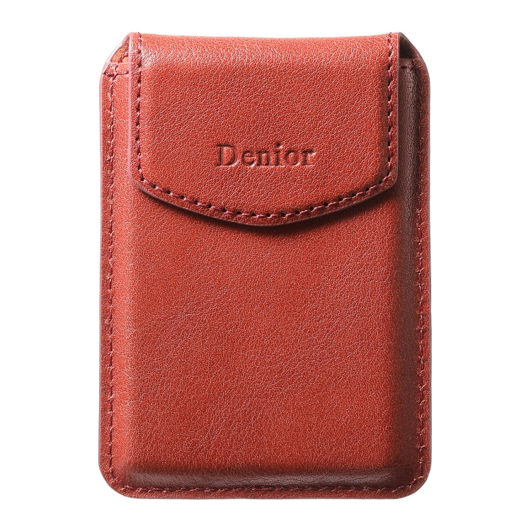 Denior V14 MagSafe Magnetic Phone Genuine Leather Card Sleeve(Brown) - Adhesive Card Holders by Denior | Online Shopping UK | buy2fix