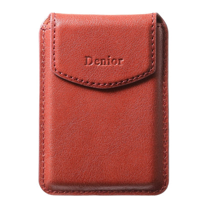 Denior V14 MagSafe Magnetic Phone Genuine Leather Card Sleeve(Brown) - Adhesive Card Holders by Denior | Online Shopping UK | buy2fix