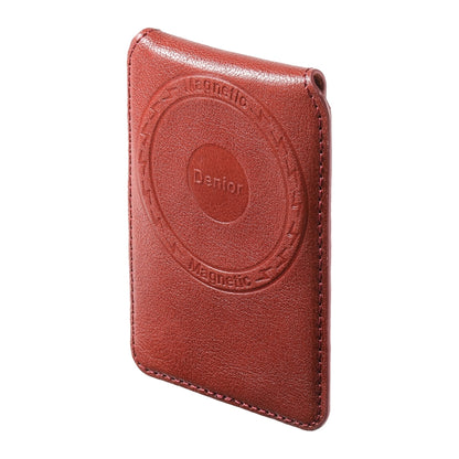 Denior V14 MagSafe Magnetic Phone Genuine Leather Card Sleeve(Brown) - Adhesive Card Holders by Denior | Online Shopping UK | buy2fix